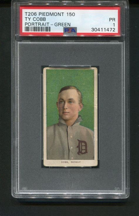 1909 11 Piedmont T206 Ty Cobb Green Portrait HOF Detroit PSA 1 EBay