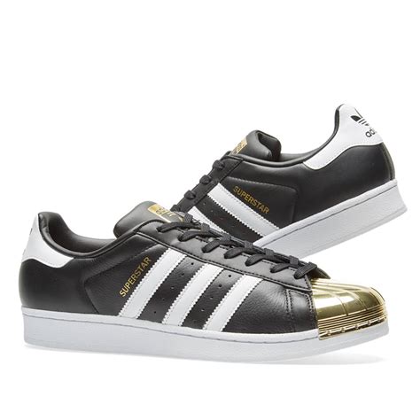 Adidas Women S Superstar Metal Toe W Black White Gold Metallic End