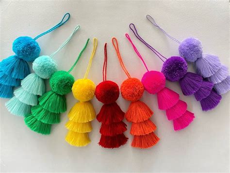 Pom Pom Tassel For Handbags Mexico Pom Tassel Bag Charm Etsy Tassel