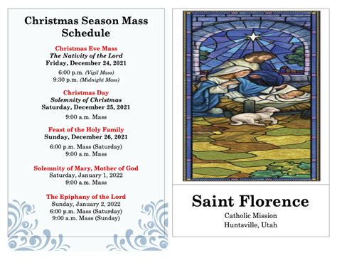 Christmas Season Mass Schedule Dec 24 2021 Jan 02 2021 St Florence Catholic Church