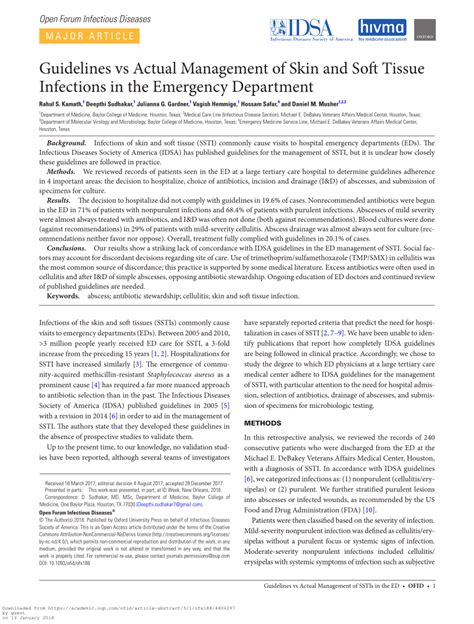 Pdf Guidelines Vs Actual Management Of Skin And Soft Tissue