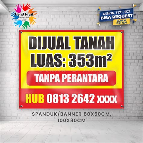 Jual Spanduk Banner MMT Plang Rumah Dijual Tanah Dijual SHM Rumah Di