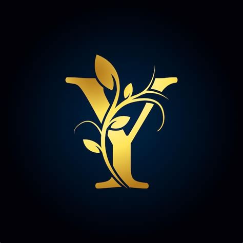 Premium Vector Elegant Y Luxury Logo Golden Floral Alphabet Logo With Flowers Leaves Perfect