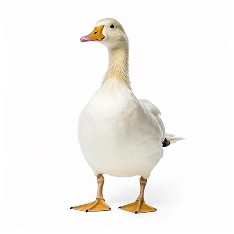 Premium Ai Image A White Duck With A Pink Beak Is Standing In Front