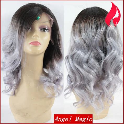 2015 Custom Ombre Gray Lace Front Wig Brazilian Sliver Grey Full Lace Human Hair Wigs Gray Body