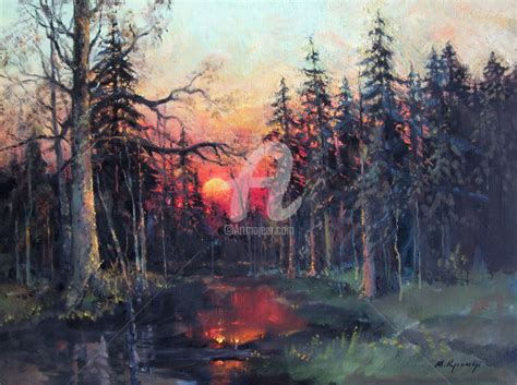 Sunset Forest Painting at PaintingValley.com | Explore collection of ...