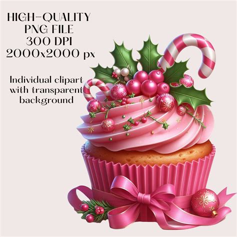 Watercolor Pink Christmas Cupcakes Clipart Christmas Digital Planner