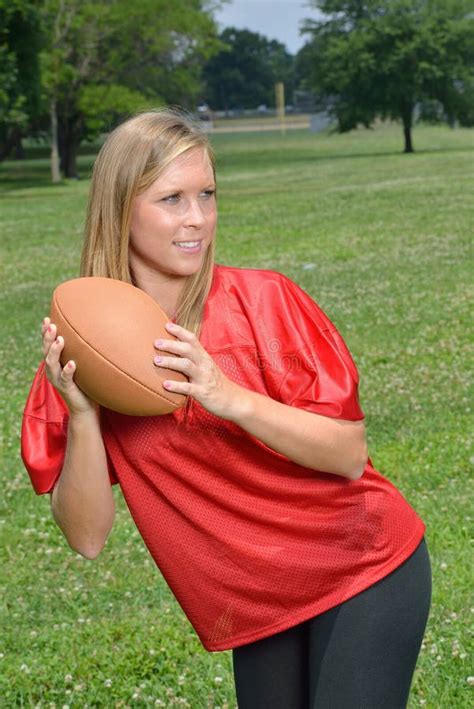 Blonde Woman American Football Player Stock Photo Image Of Player Pretty