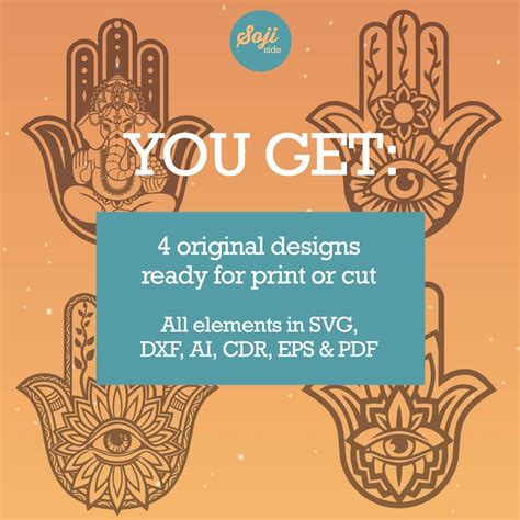 Hamsa Hand Svg Bundle Mandala Dxf Laser Cut Files Ganesha Svg Etsy