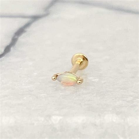 Flat Back Cartilage Earrings, 14k Gold, Helix, Tragus, Conch Studs – Two of Most