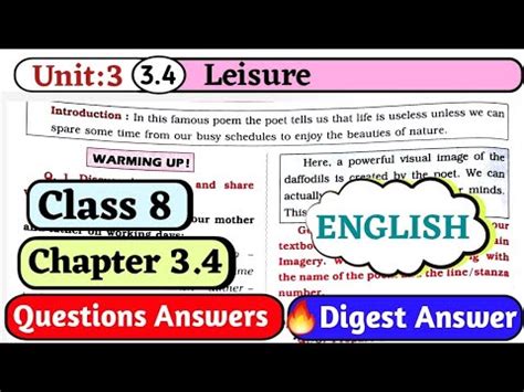 8th English Chapter 3 4 Leisure Question Answer Digest Answer