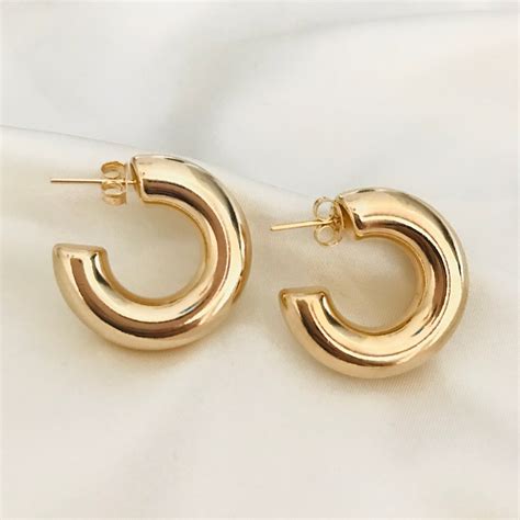 Chunky Gold Hoop Clip On Earrings Donyaye Trade