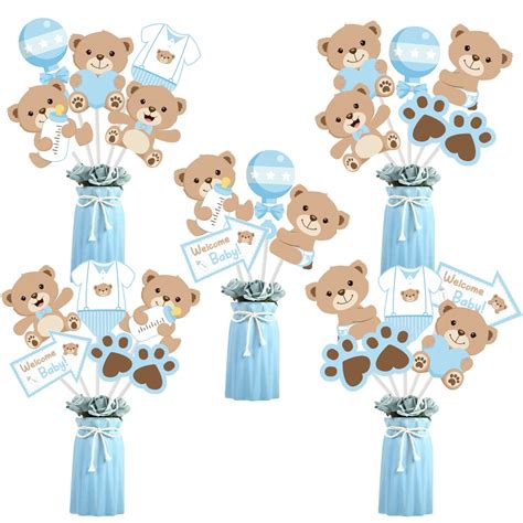 Buy 24 Pieces Teddy Bear Baby Shower Centerpiece Sticks Bear Theme Boy