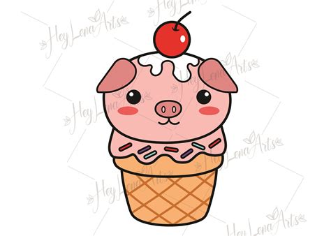 Pig Piglet ice-cream svg cute pig svg animal svg ice-cream | Etsy