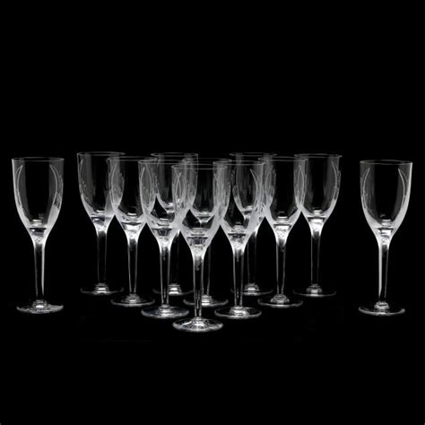 Set Of Twelve Lalique Angel Champagne Flutes Lot Session Vi