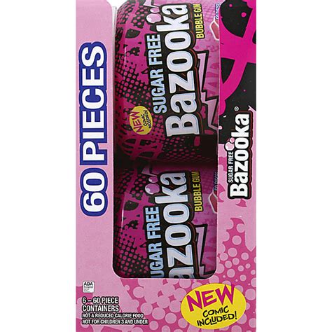 Bazooka® Sugar Free Original Bubble Gum 6 60 Ct Jars Packaged Candy