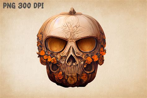 Pumpkin Skull Halloween By Mulew Art | TheHungryJPEG