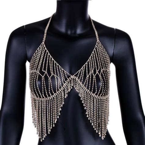 Sexy Rhinestone Body Chains Jewelry Waist For Women Tassel Bralette