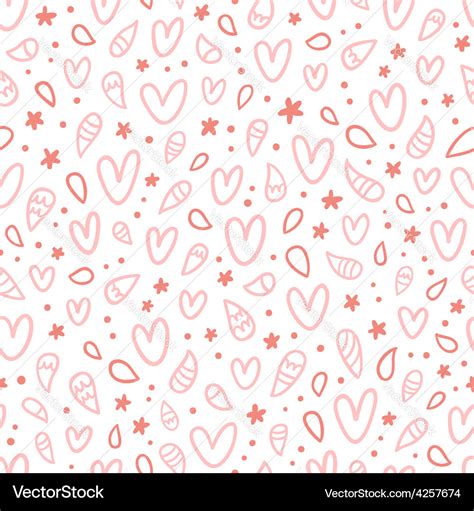 Pink Doodle Hearts Seamless Pattern Royalty Free Vector