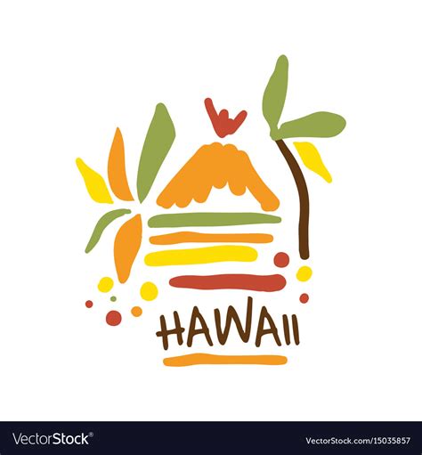 Hawaii Tourism Logo Template Hand Drawn Royalty Free Vector