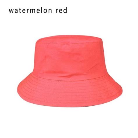 Watermelon Red Chapeau Seau Panama Pliable En Coton Couleur Bonbon