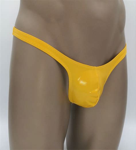 Men Stretch Vinyl Mini Bikini String Bathing String Thong Briefs Jp Beach Patent Stretch