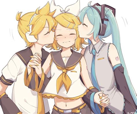 Hatsune Miku Kagamine Rin And Kagamine Len Vocaloid Drawn By M0ti