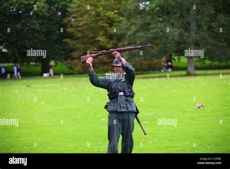 Reconstruction Ww2 German Wehrmacht Soldier Firing Mauser Karabiner 98k