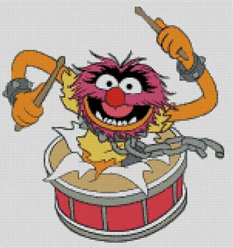 Cross Stitch Chart Pattern Animal Drummer Sesame Street Etsy Cross