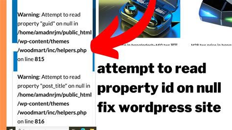 Attempt To Read Property Id On Null In Wordpress Fix It