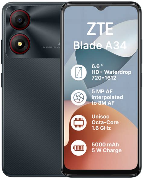 Мобільний телефон ZTE Blade A34 4 64GB Grey фото відгуки