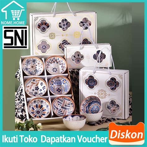 Jual Souvenir Mangkuk Set Porselen Biru Dan Putih Bermutu Tinggi