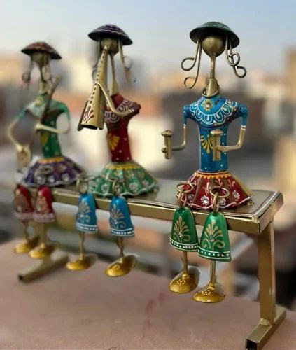 Indoor Multicolor Inch Rajasthani Musicians Iron Doll Statue For