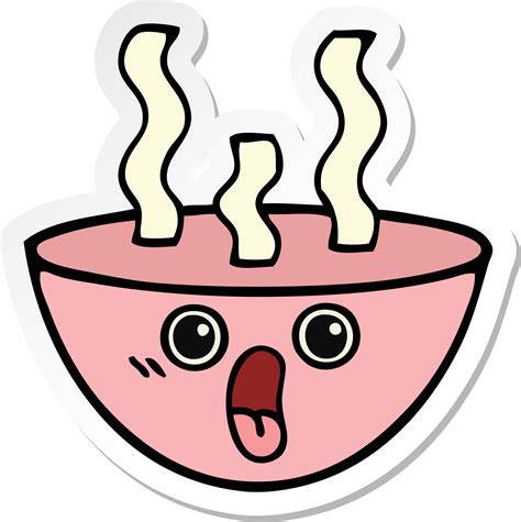 Sticker Of A Cute Cartoon Bowl Of Hot Soup Vector Art At Vecteezy
