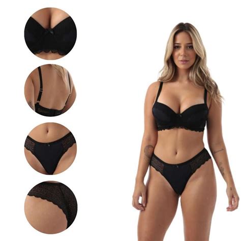 Conjunto Lingerie Sexy Renda Bojo Mariana Mais Paix O Conjunto