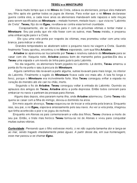 Teseu E O Minotauro Pdf Teseu Minotauro