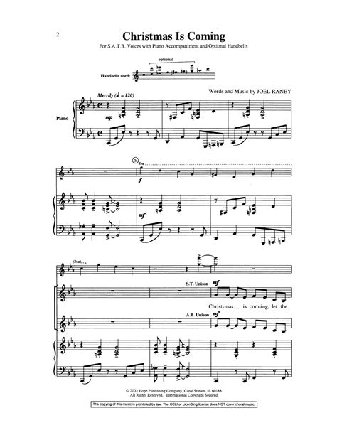 Joel Raney Christmas Is Coming Sheet Music And Chords For Satb Choir