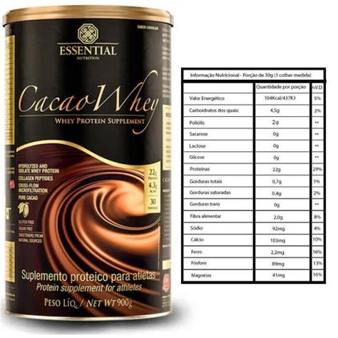 Cacao Whey Essential Nutrition Hidrolisado E Isolado Cacau Gourmet