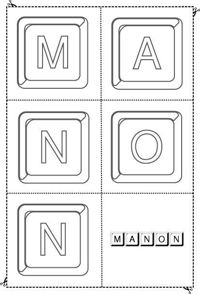 Activité Prénom Manon Jouer Avec Les Lettres à Découper Et à Colorier