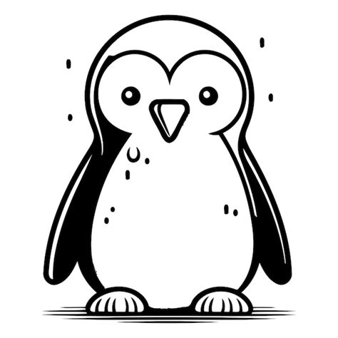 Pinguim Bonito Isolado Em Fundo Branco Ilustra O De Desenho Animado