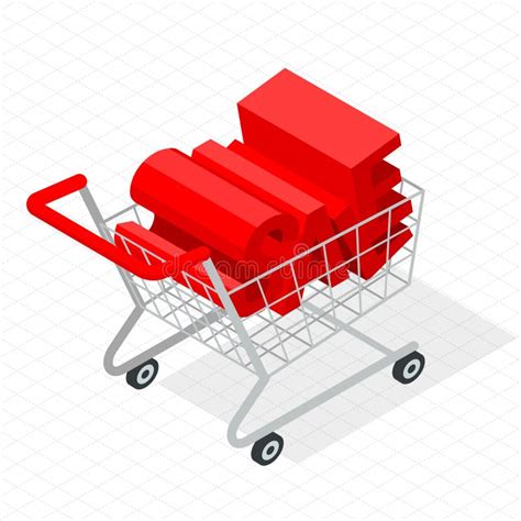 Isometric Shopping Cart Stock Vector Illustration Of Flat