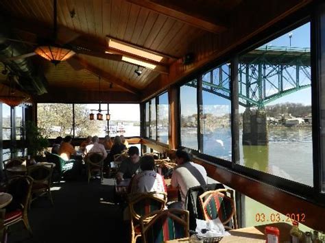 Calhoun's On The River upstream from the balcony delicious food