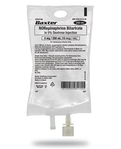 Baxter Premix Norepinephrine Bitartrate In 5 Dextrose Injection