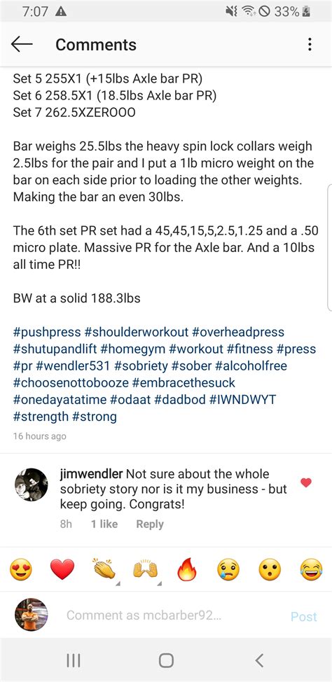 The actual Jim Wendler commented on my Instagram post. I'm trying not ...