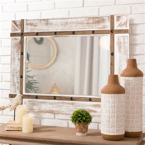 OFFICIAL Glitzhome 39 50 H Oversized Farmhouse Wood Wall Mirror