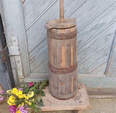 Antique Butter Churn Primitive Country Decor Antique Wooden Bowl Large