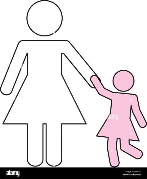 Hija De Madre Con El Pictograma Imagen Vector De Stock Alamy