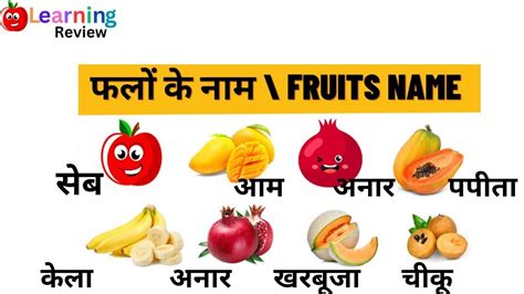 Name Of Fruits Ll Fruits Name Ll Phalo Ke Naam Hindi And English Ll