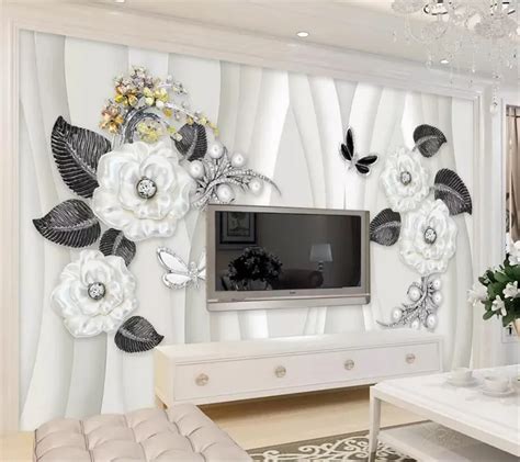 Wellyu Papel De Parede Custom Wallpaper Pure White Roses Love Jewelry