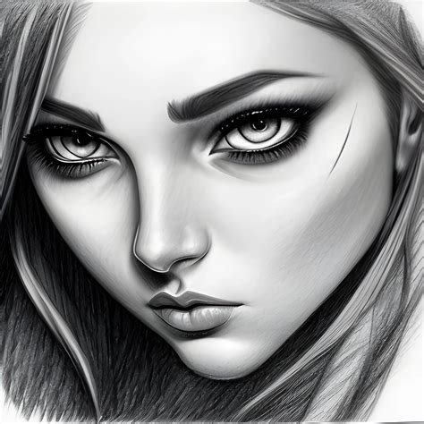 Pencil Sketch Eyes Seductive Woman Arthub Ai